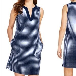 Draper James x Lands End Sleeveless Dress Blue & White Gingham Large (14/16)